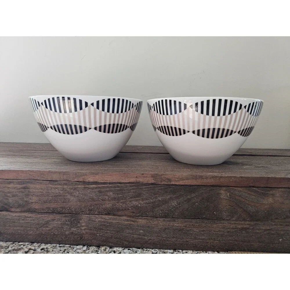 2 LENOX Luca Andrisani Linea Ottica Arch All Purpose Bowls Brown Black Modern